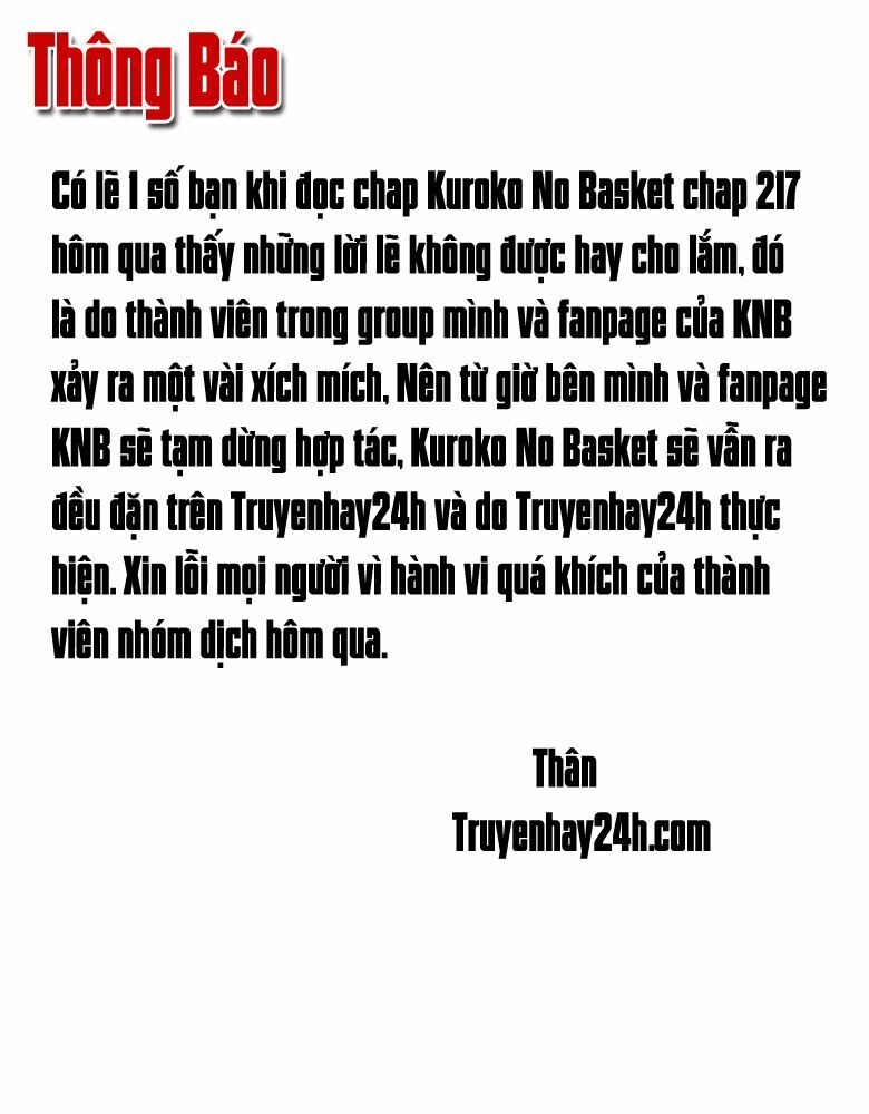 Vua bóng rổ Kuroko: Chapter 218
